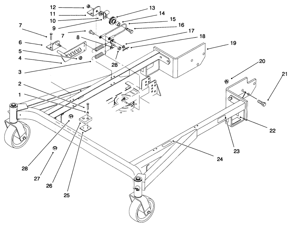 Carrier Frame Diagram and Parts List for 30162 492001 - 499999 Toro Lawn Mower