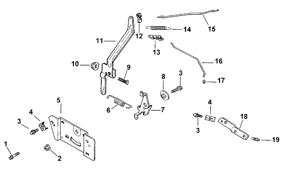 Engine Controls Diagram and Parts List for 73428 8900001 - 8900499 Toro Lawn Tractor