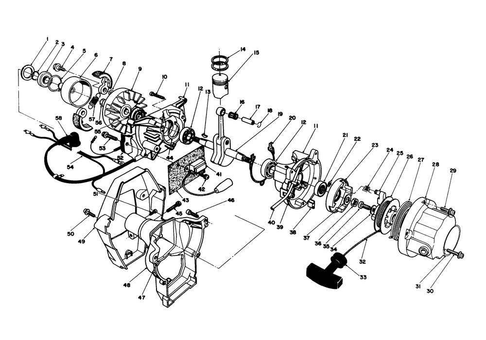 Engine Assembly Diagram and Parts List for 51641 5000001 - 5999999 Toro Trimmer