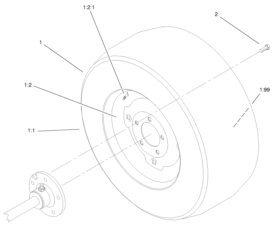Wheel Assembly Diagram and Parts List for 73580 9900001 - 9999999 Toro Lawn Tractor