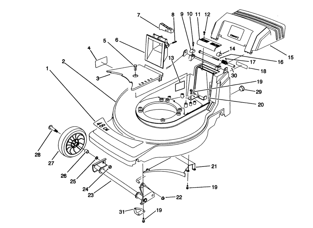 Housing Assembly Diagram and Parts List for 20926B 2000001 - 2999999 Toro Lawn Mower