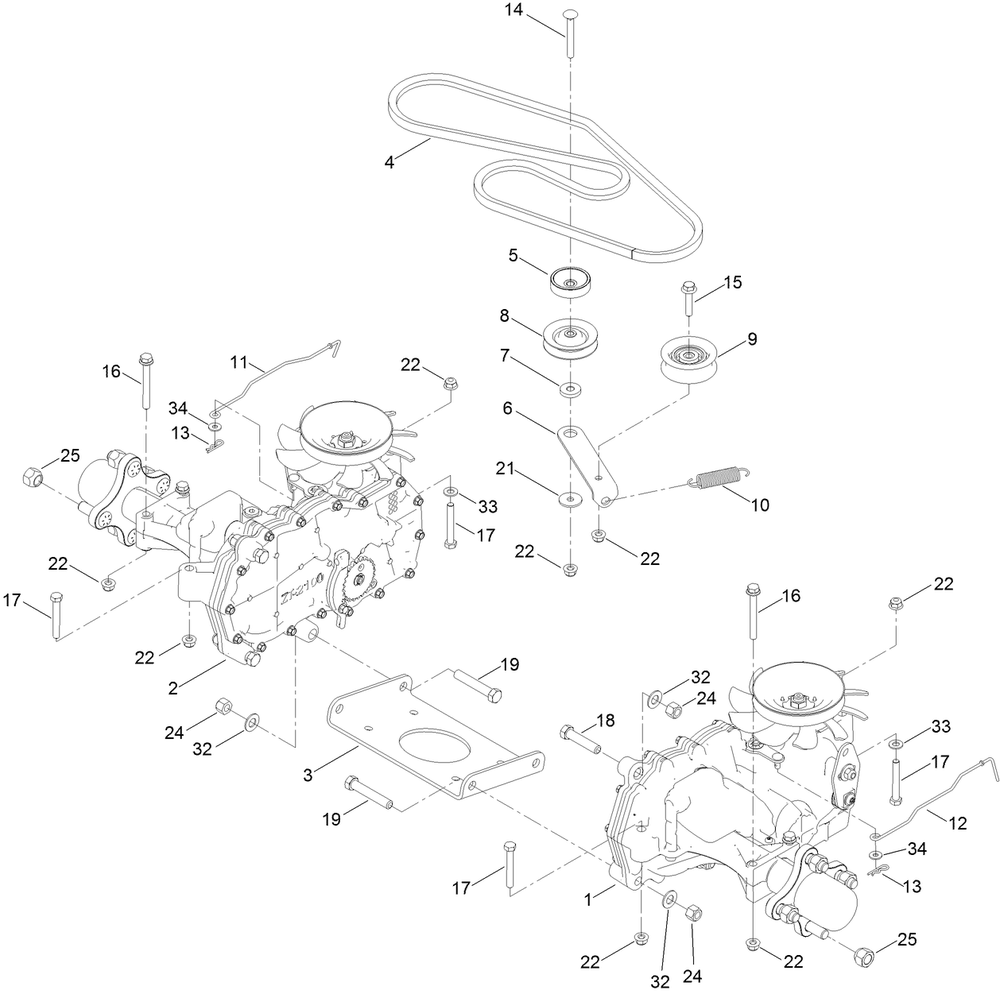 Traction Drive Assembly Diagram and Parts List for 75746TA 410040000 - 411599999 Toro Lawn Tractor