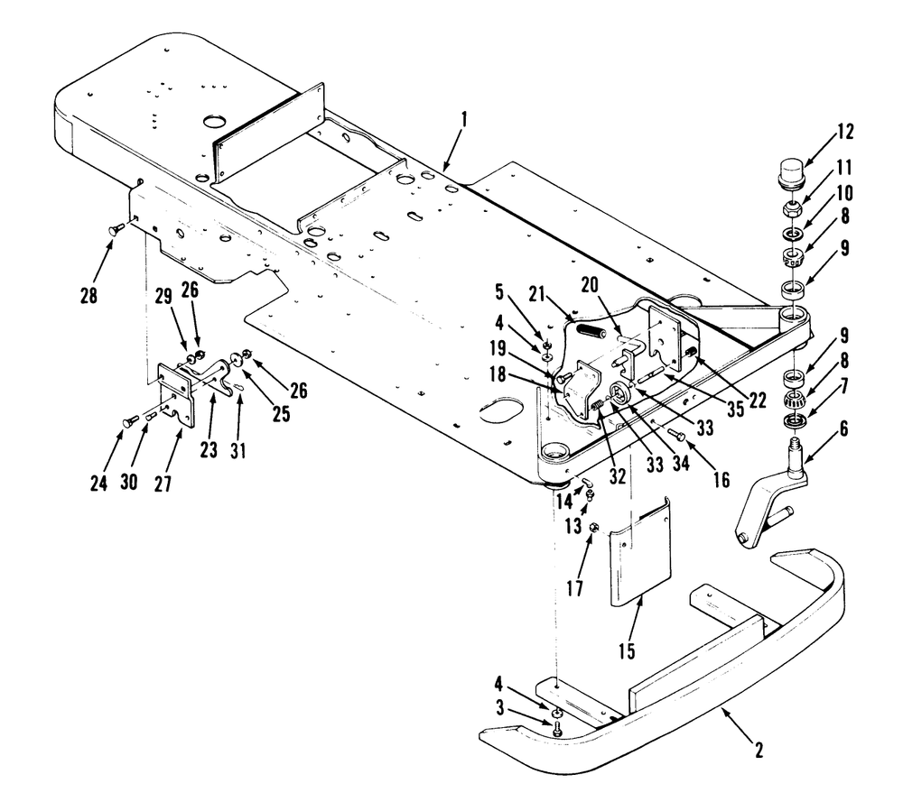 Frame And Front Wheel Fork Diagram and Parts List for Y1-16OE03 1000001 - 1999999 Toro Lawn Tractor