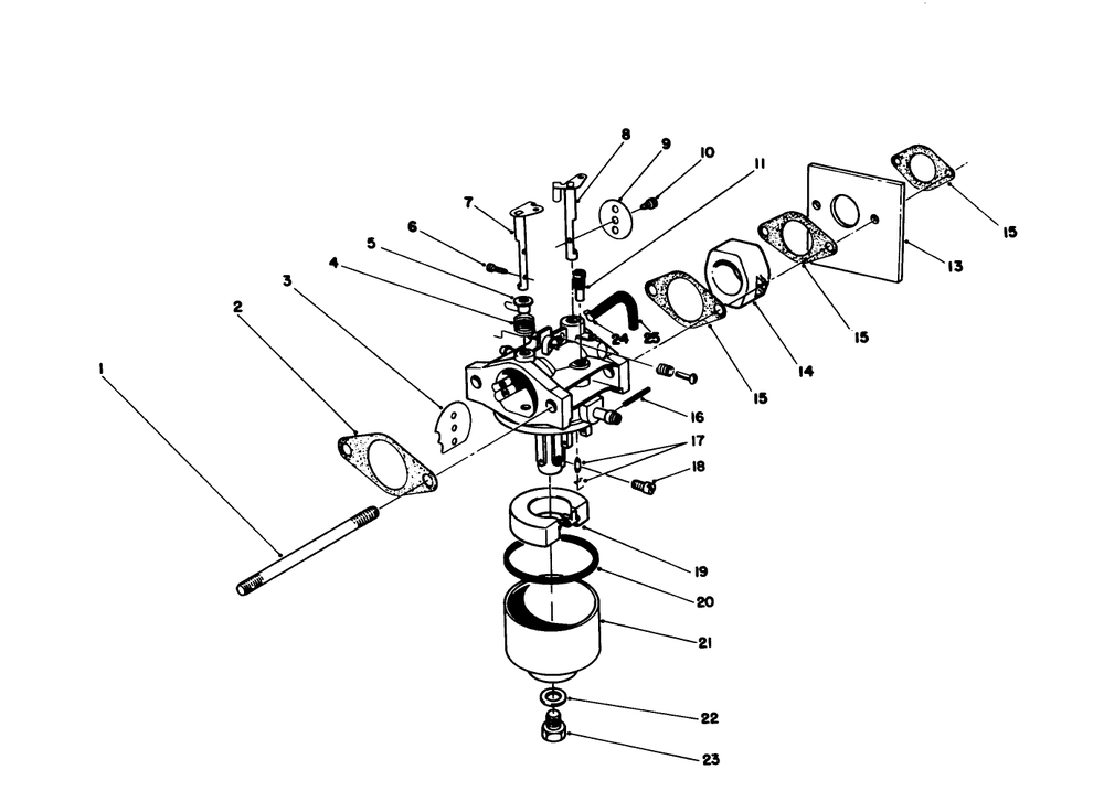 Carburetor Assembly (Model No. 47pm1-1) Diagram and Parts List for 16212B 2000001 - 2999999 Toro Lawn Mower