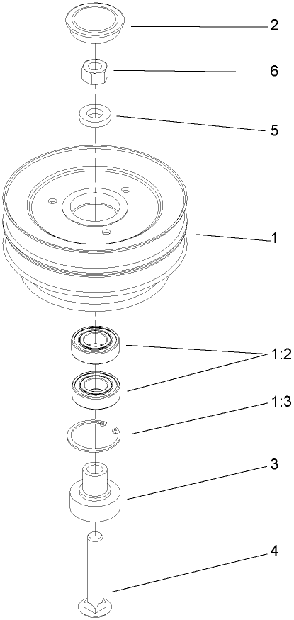 Pully Assembly Diagram and Parts List for 74281TE (270000001-270000300)(2007) Toro Lawn Tractor
