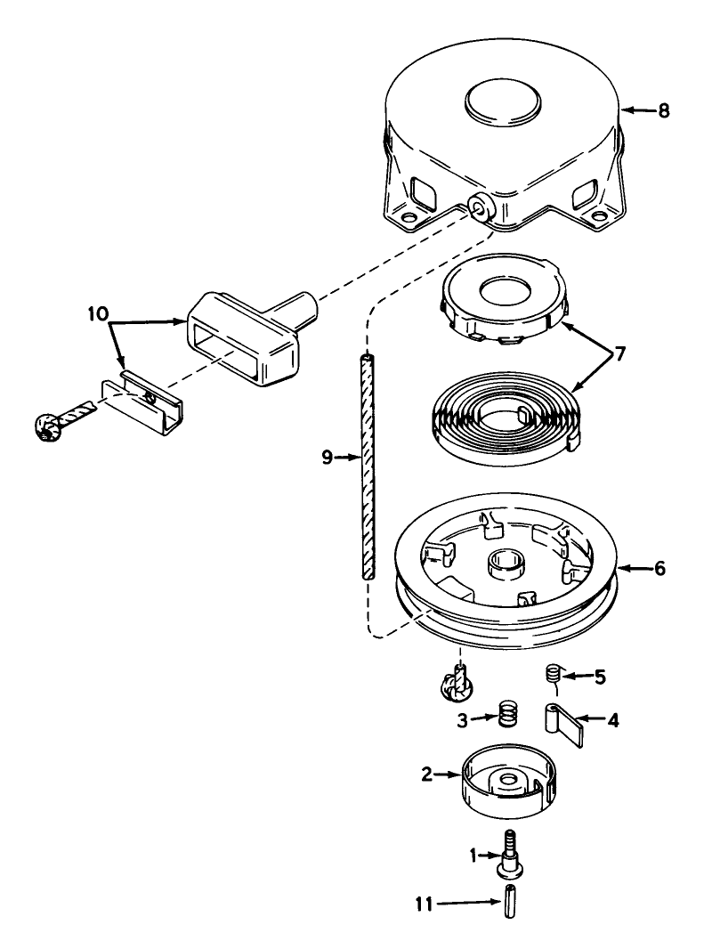 Rewind Starter No. 590420 Diagram and Parts List for 56044 1000001 - 1999999 Toro Lawn Tractor