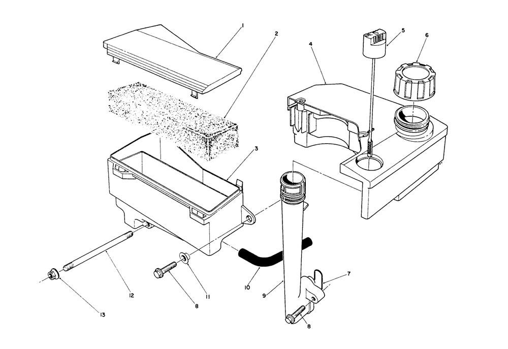 Air Cleaner & Fuel Tank Assembly (Engine Model No. Vml0-2) Diagram and Parts List for 26623 0000001 - 0999999 Toro Lawn Mower