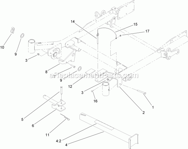 Z-Stand Assembly Diagram and Parts List for 74262TE 260000001-260999999 Toro Lawn Mower
