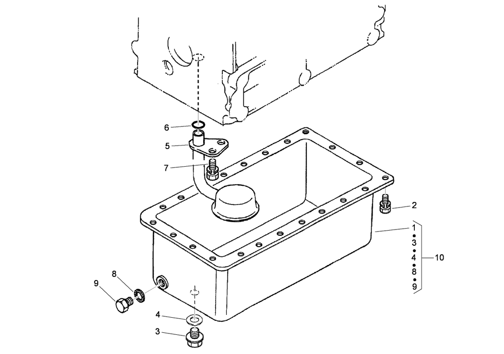 Oil Pan Assembly Diagram and Parts List for 74264TE (310000001-310999999)(2010) Toro Lawn Mower