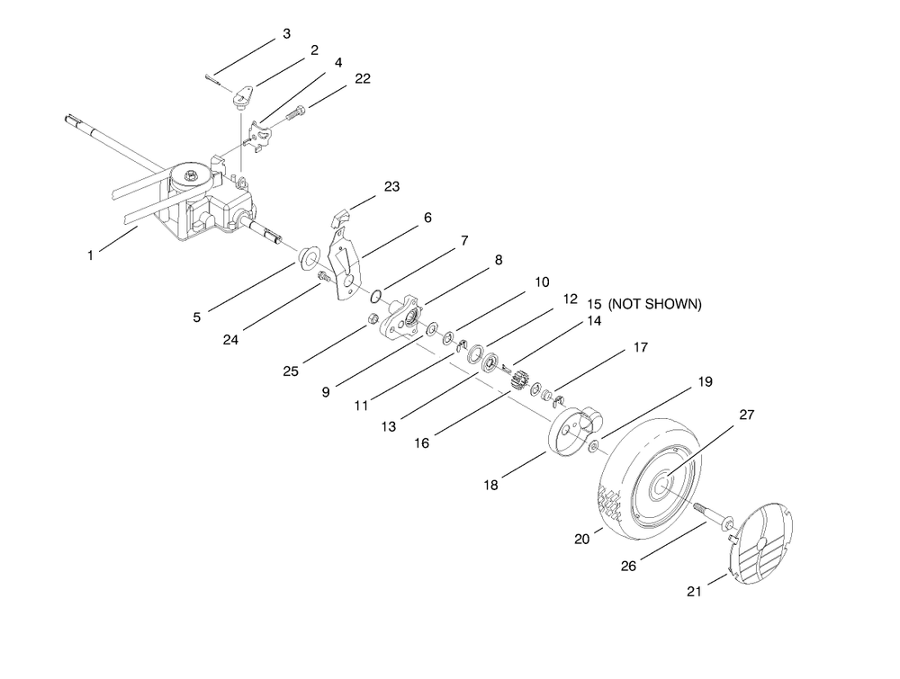 Rear Axle Assembly Diagram and Parts List for 20479 7900001 - 7999999 Toro Lawn Mower