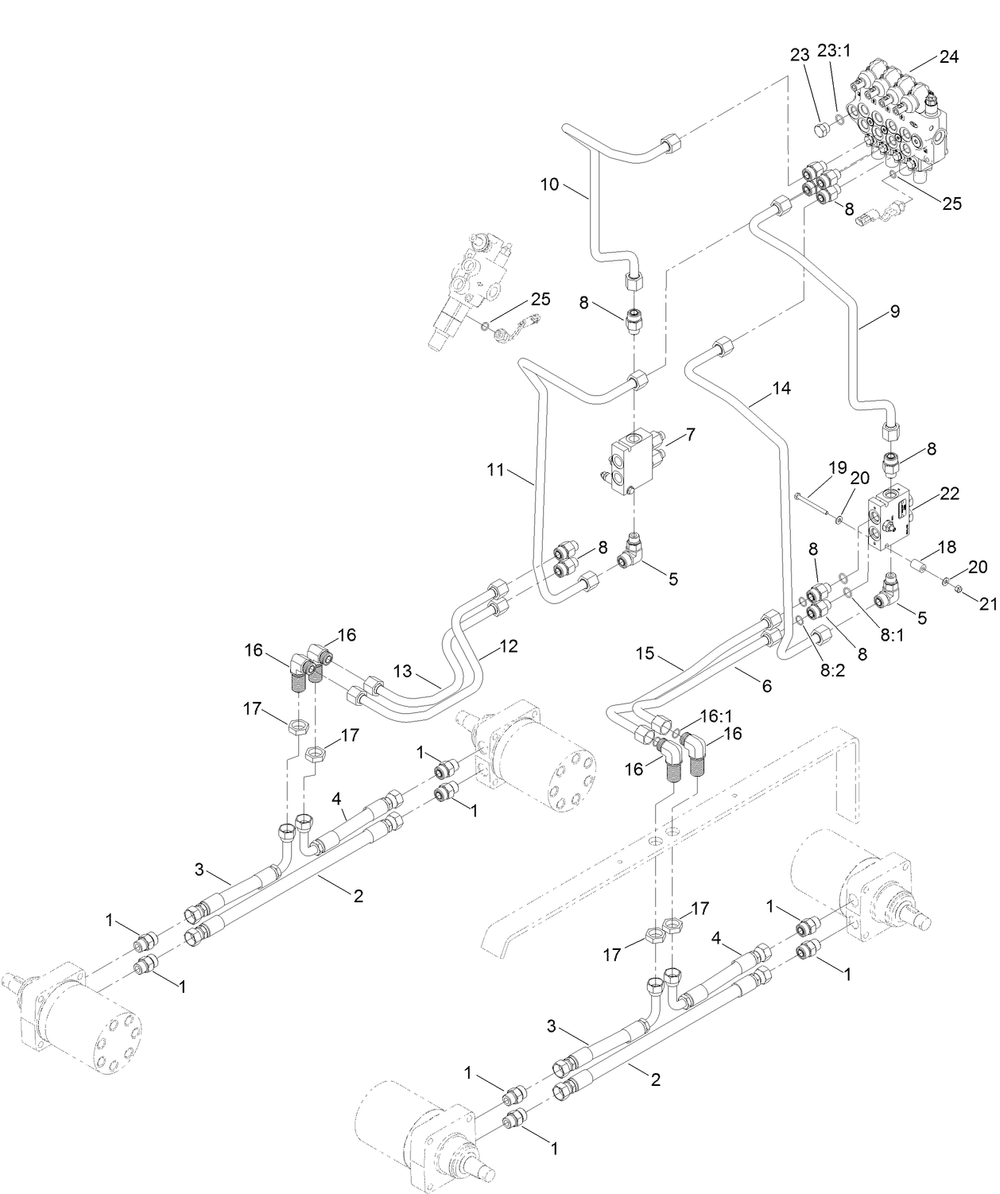 Hydraulic Traction Assembly Diagram and Parts List for 22218 407100000 - 407599999 Toro Lawn Tractor Accessories