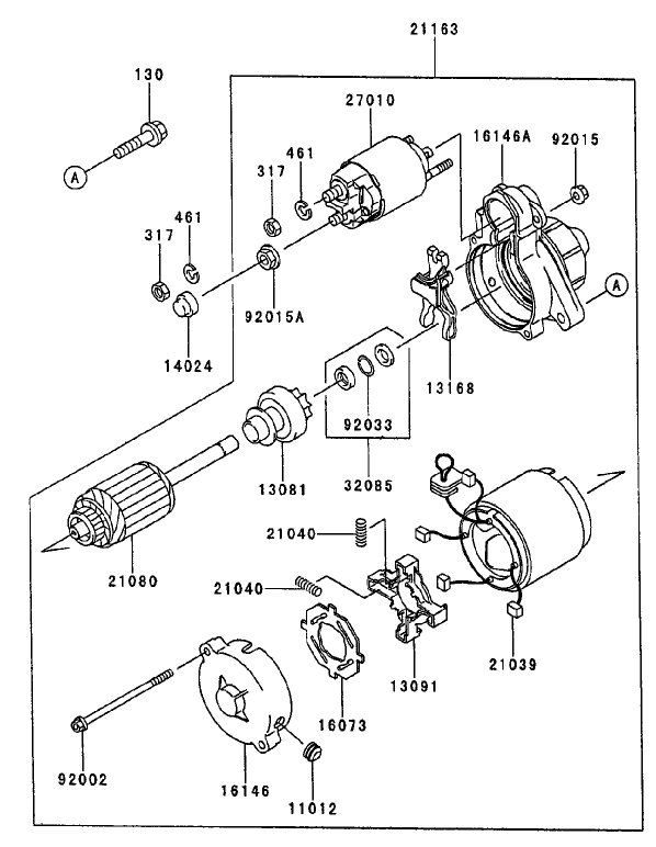 Starter Assembly Diagram and Parts List for 74236 (220000001-220999999)(2002) Toro Lawn Mower