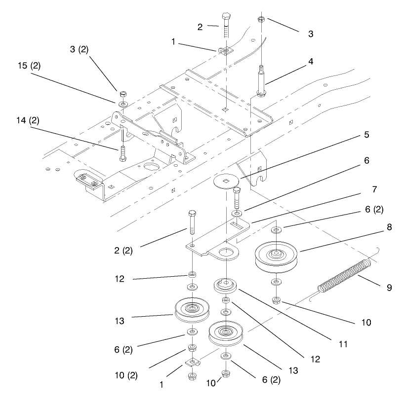 Hydro Drive Components Diagram and Parts List for 72102 8900001 - 8900399 Toro Lawn Tractor