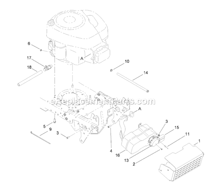 Muffler And Shield Assembly Diagram and Parts List for 13AT61RH048 1L137H10100 Toro Lawn Tractor