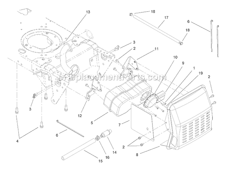 Muffler Assembly Diagram and Parts List for 13AX60RG744  Toro Lawn Tractor
