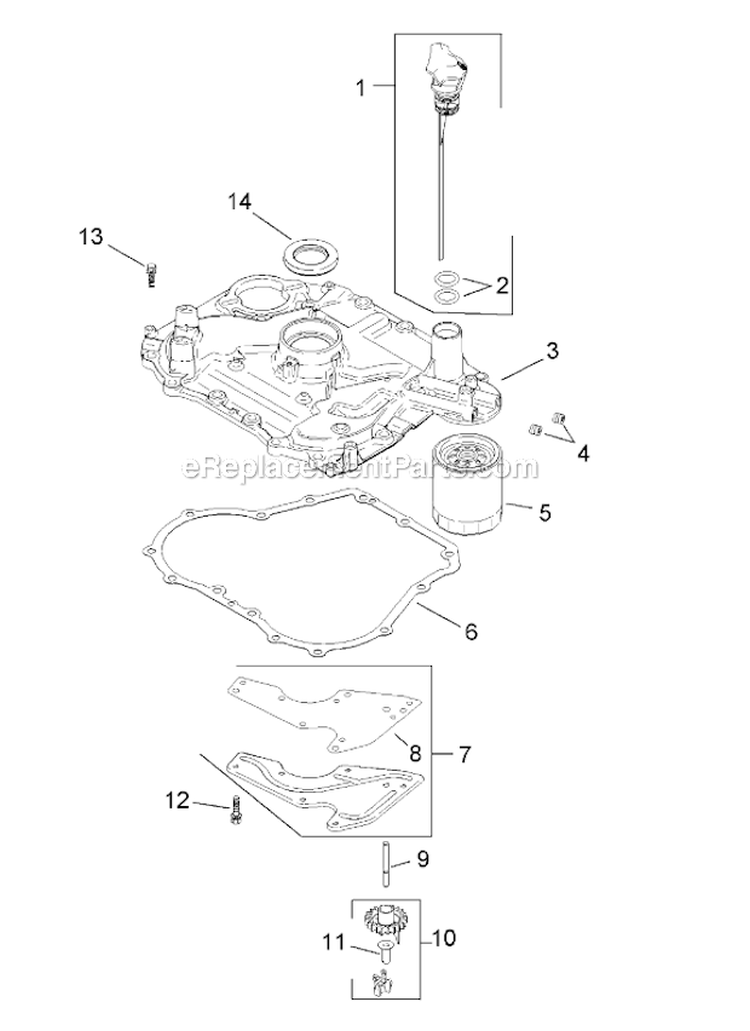 Oil Pan  Lubrication Assembly Kohler Sv600-0018 Diagram and Parts List for 13AX60RH744  Toro Lawn Tractor