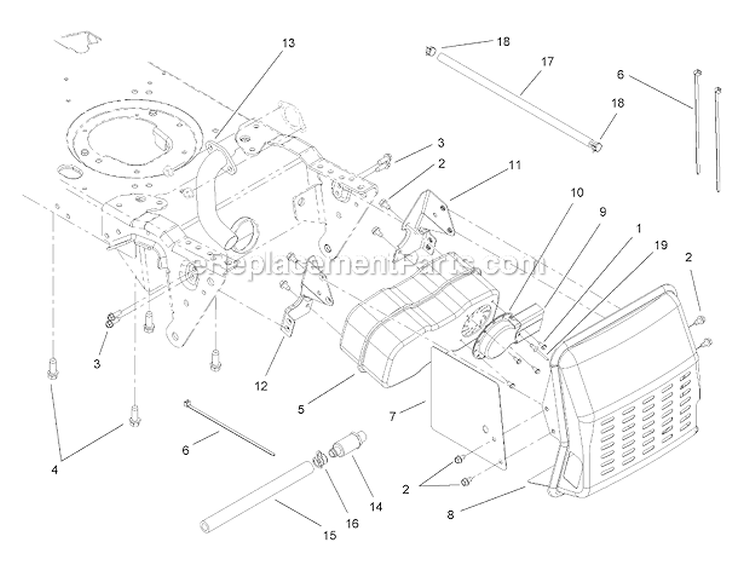 Muffler Assembly Diagram and Parts List for 13AX60RH744  Toro Lawn Tractor