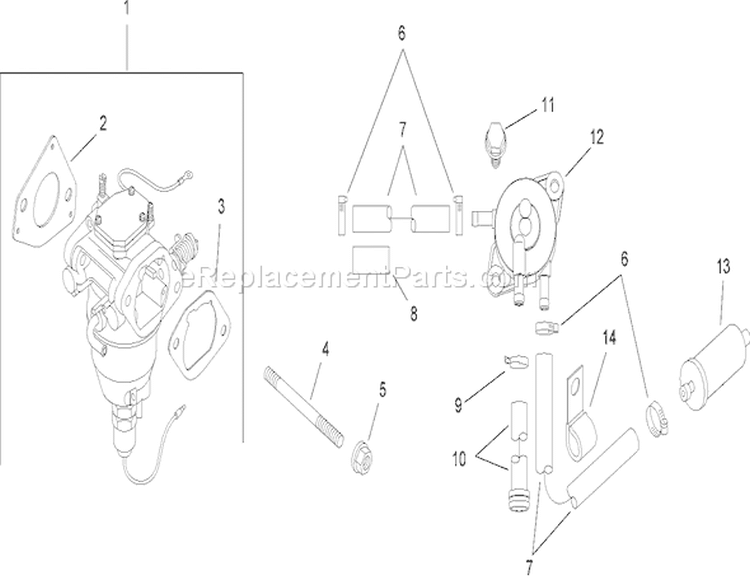 Fuel System Assembly Diagram and Parts List for 13BX60RG544 1A087H10172-1E237H10144 - 2007 Toro Lawn Tractor