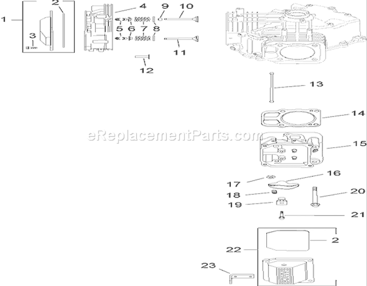 Head, Valve and Breather Assembly Diagram and Parts List for 13BX60RG544 1A087H10172-1E237H10144 - 2007 Toro Lawn Tractor
