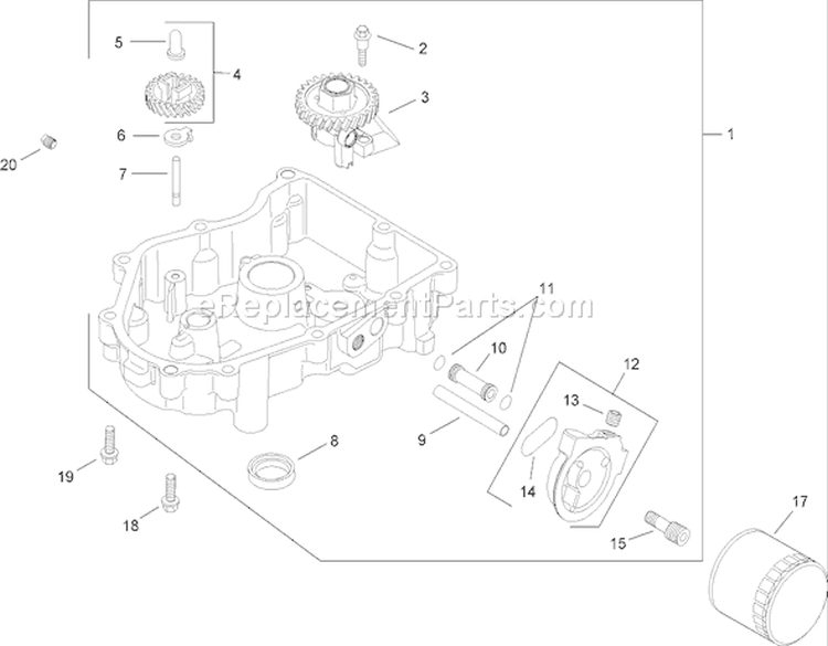 Oil Pan and Lubrication Assembly Diagram and Parts List for 13BX60RG544 1A087H10172-1E237H10144 - 2007 Toro Lawn Tractor