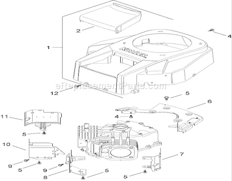 Blower Housing and Baffle Assembly Diagram and Parts List for 13BX60RG544 1A087H10172-1E237H10144 - 2007 Toro Lawn Tractor