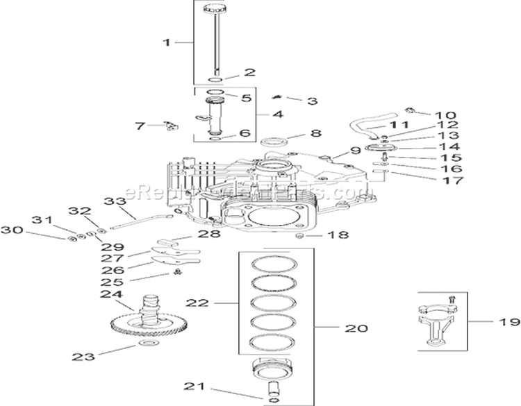 Crankcase Assembly Diagram and Parts List for 13BX60RG544 1A087H10172-1E237H10144 - 2007 Toro Lawn Tractor