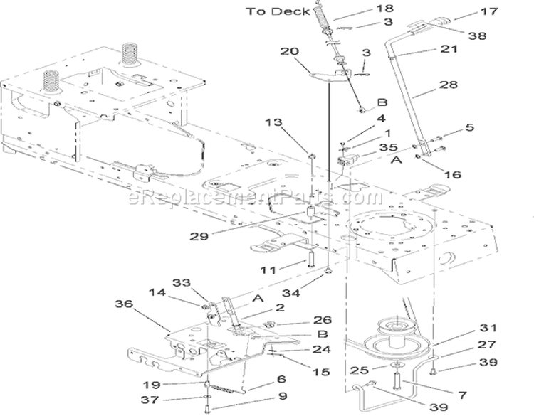 PTO Engage Assembly Diagram and Parts List for 13BX60RG748 1A087H10172-1E087H10250 - 2007 Toro Lawn Tractor