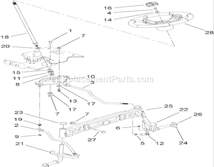 Steering Shaft and Front Axle Assembly Diagram and Parts List for 13BX60RG748 1A087H10172-1E087H10250 - 2007 Toro Lawn Tractor