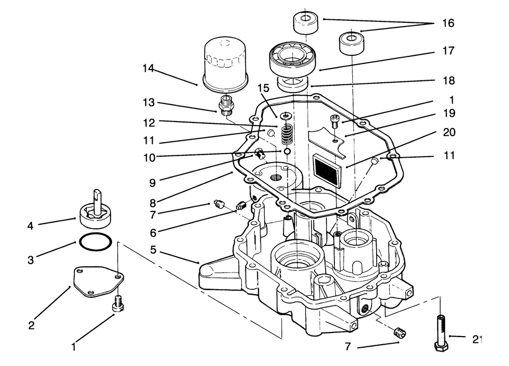 Oil Base & Pump Assembly Diagram and Parts List for 72041 3900001 - 3999999 Toro Lawn Tractor