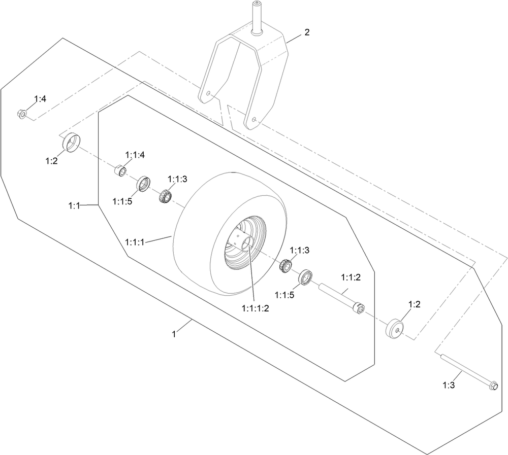 Caster Wheel And Fork Assembly Diagram and Parts List for 74057 418034664 - 418190486 Toro Lawn Tractor