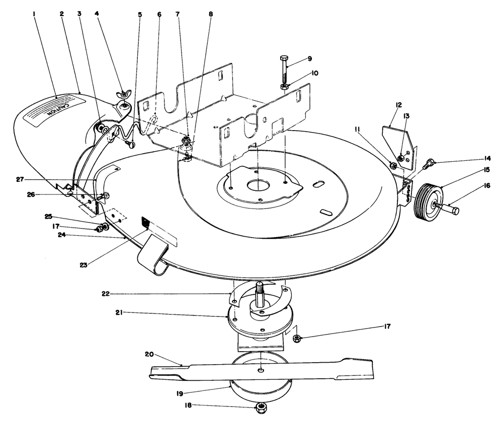 Mower Housing Assembly Diagram and Parts List for 56125 4000001 - 4999999 Toro Lawn Tractor