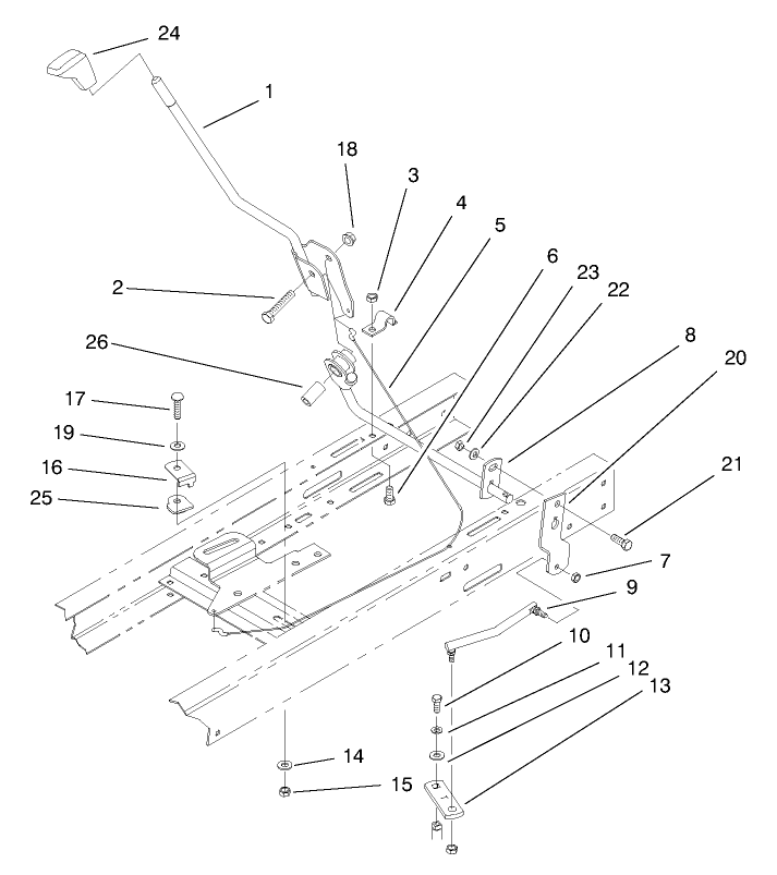 Shift Assembly Diagram and Parts List for 71189 8900001 - 8999999 Toro Lawn Tractor