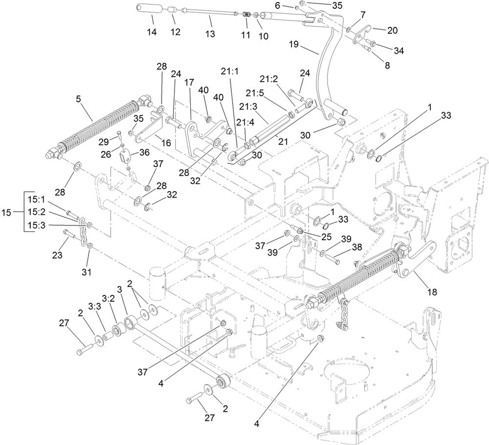 Deck Lift Assembly Diagram and Parts List for 74534TE (313000001-313999999)(2013) Toro Lawn Mower