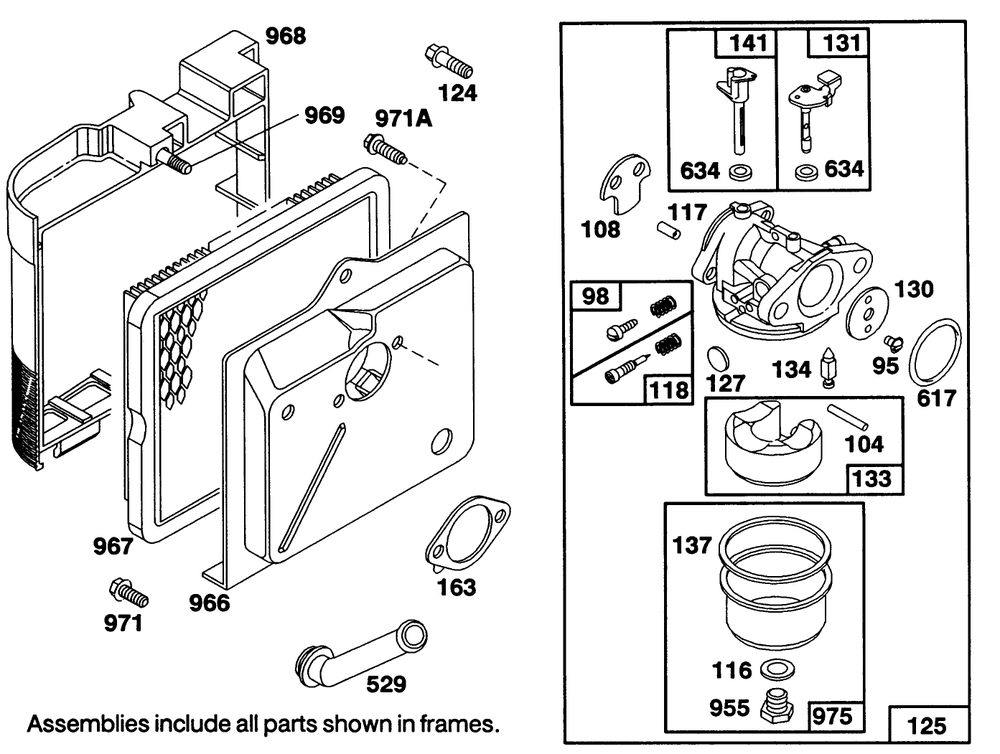 Engine Briggs & Stratton Model 122707-3187-01 Diagram and Parts List for 16402 1000001 - 1999999 Toro Lawn Mower