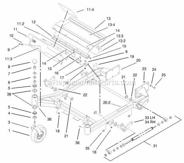 Front Frame Assembly Diagram and Parts List for 74177 230007001-230999999 Toro Lawn Mower
