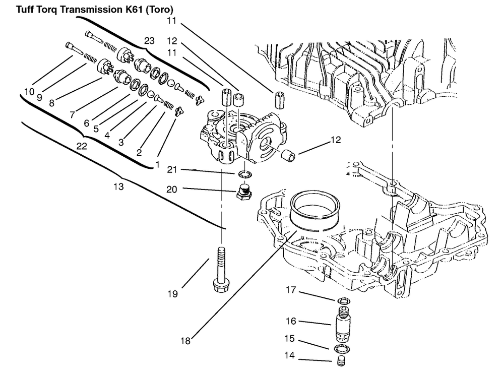 Center Case Diagram and Parts List for 72110 6900001 - 6999999 Toro Lawn Tractor