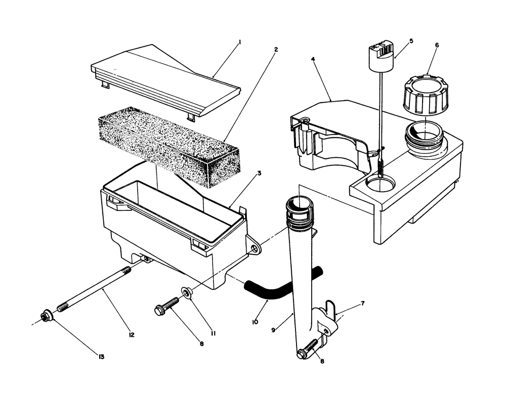 Air Cleaner & Fuel Tank Assembly (Engine Model No. Vmj8) Diagram and Parts List for 26622 0000001 - 0003100 Toro Lawn Mower