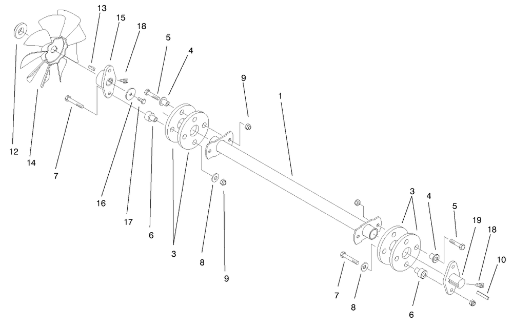 Drive Shaft Assembly Diagram and Parts List for 73550 8900001 - 8999999 Toro Lawn Tractor