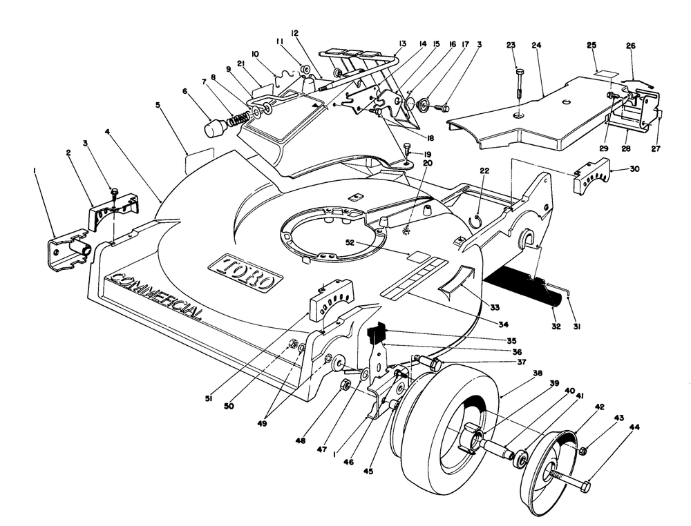 Housing Assembly Diagram and Parts List for 22036 0000001 - 0999999 Toro Lawn Mower