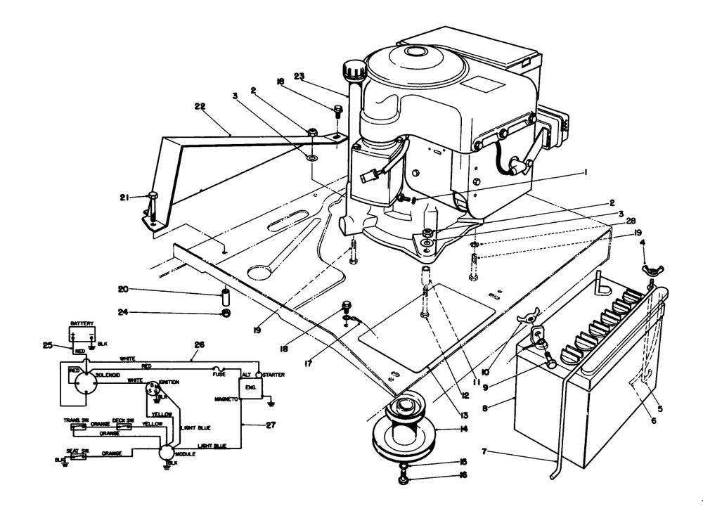 Engine Assembly Diagram and Parts List for 56123 9000001 - 9999999 Toro Lawn Tractor