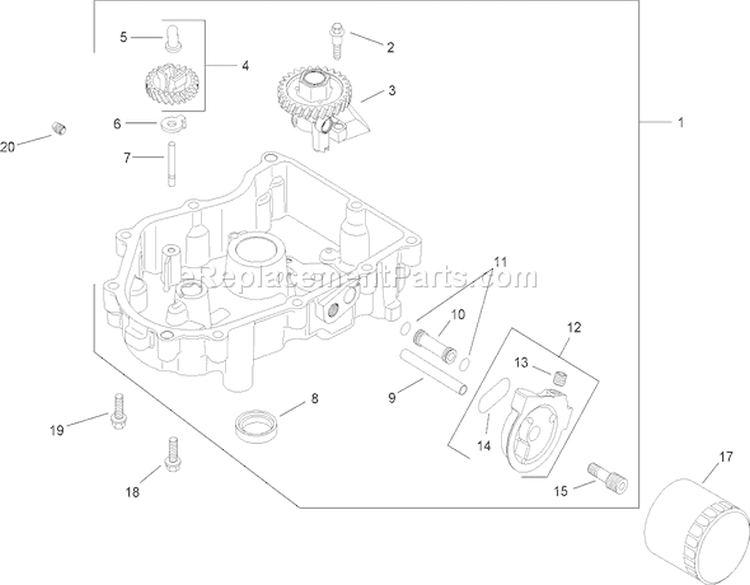 Oil Pan and Lubrication Assembly Diagram and Parts List for 14AK81RK544 1A186H30000 - 2006 Toro Lawn Tractor