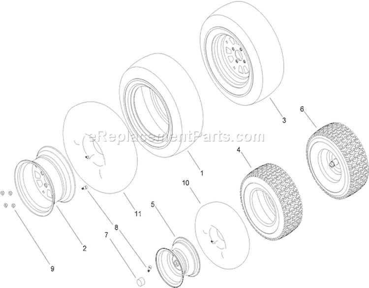 Front and Rear Wheel Assembly Diagram and Parts List for 14AQ81RP544 1 - 2008 Toro Lawn Tractor