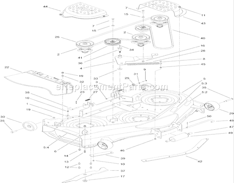 Deck Assembly Diagram and Parts List for 14AQ81RP544 1A136H30000 - 2006 Toro Lawn Tractor
