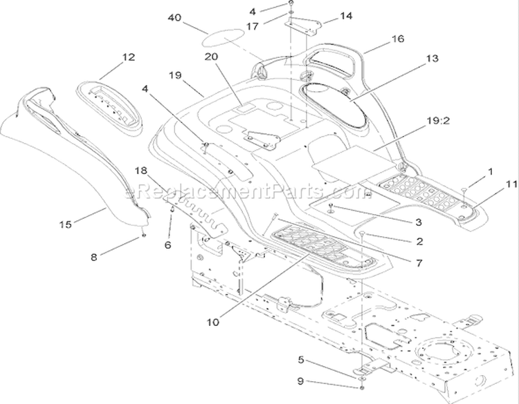 Fender Assembly Diagram and Parts List for 14AQ81RP544 1A136H30000 - 2006 Toro Lawn Tractor