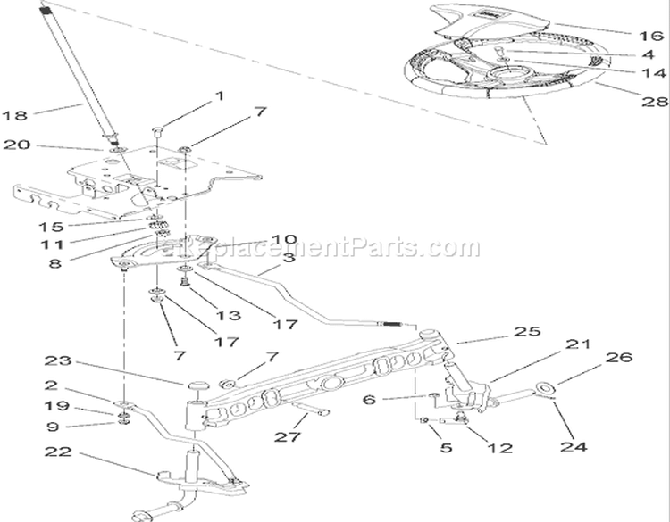 Steering Shaft and Front Axle Assembly Diagram and Parts List for 14AQ81RP544 1A136H30000 - 2006 Toro Lawn Tractor