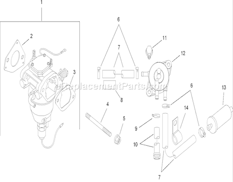 Fuel System Assembly Diagram and Parts List for 14AQ81RP544 1A136H30000 - 2006 Toro Lawn Tractor