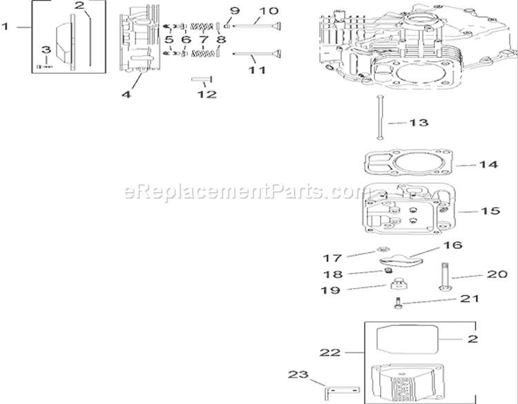 Head, Valve and Breather Assembly Diagram and Parts List for 14AQ81RP544 1A136H30000 - 2006 Toro Lawn Tractor