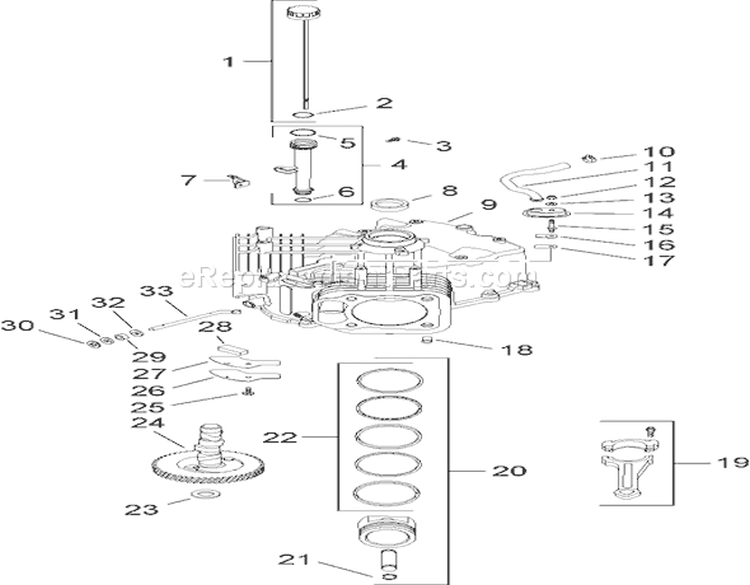 Crankcase Assembly Diagram and Parts List for 14AQ81RP544 1A136H30000 - 2006 Toro Lawn Tractor