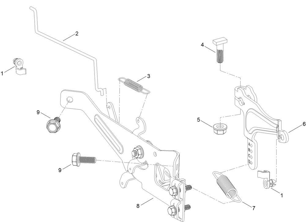 Governor Control Assembly Diagram and Parts List for 74493 407146062-999999999 Toro Lawn Tractor