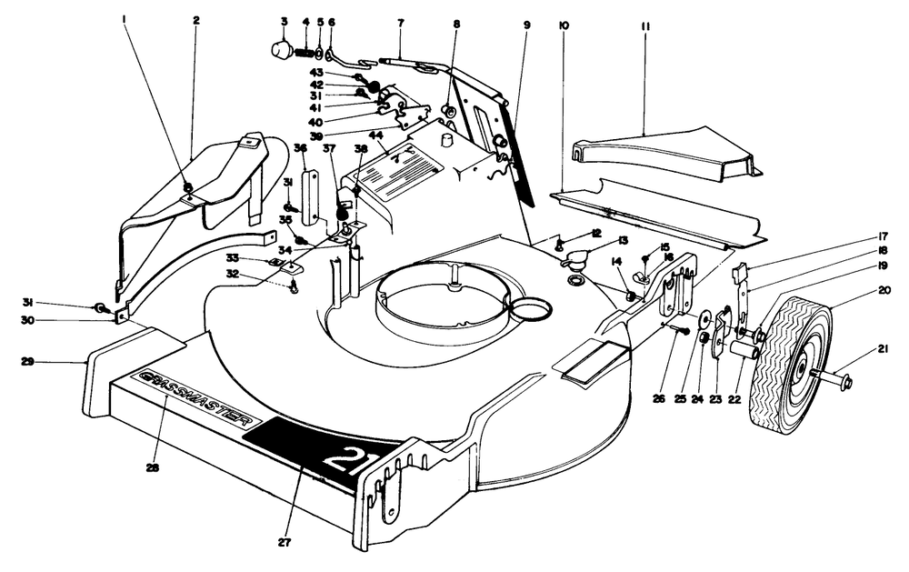 Housing Assembly Model No. 20440 Diagram and Parts List for 20440 4000001 - 4999999 Toro Lawn Mower